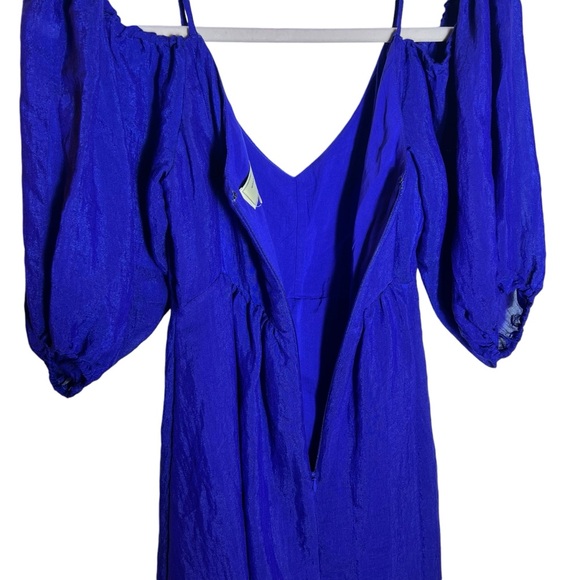 Moulinette Soeurs Anthropologie Carina Open Shoulder Blue Dress, Small - Picture 5 of 14